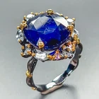 Fine Art ring 10 ct+   Blue Sapphire Ring 925 Sterling Silver Size 7.75 /R467546