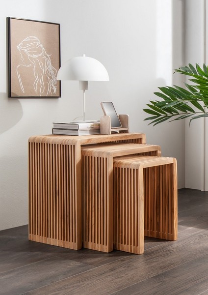 Beistelltisch 3Er-Set Massivholz Recyceltes Teakholz Neu Ovp!!!-image