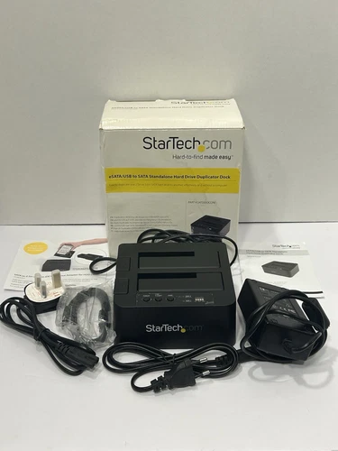 StarTech SATDOCK22RE Standalone Hard Drive Duplicator Dock And Cords