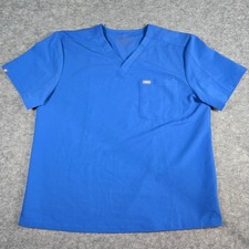 FIGS Mens Blue Leon Technical Collection V-Neck Pocket Scrub Top XXL