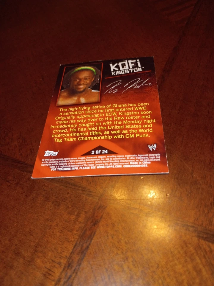 Topps Kofi Kingston 2010 Wrestling Trading Card 2 of 24 - Image 2 of 2