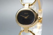 [Exc+5] Gucci 1600 Gold 26mm Black Dial Quartz Women's Watch From JAPAN
