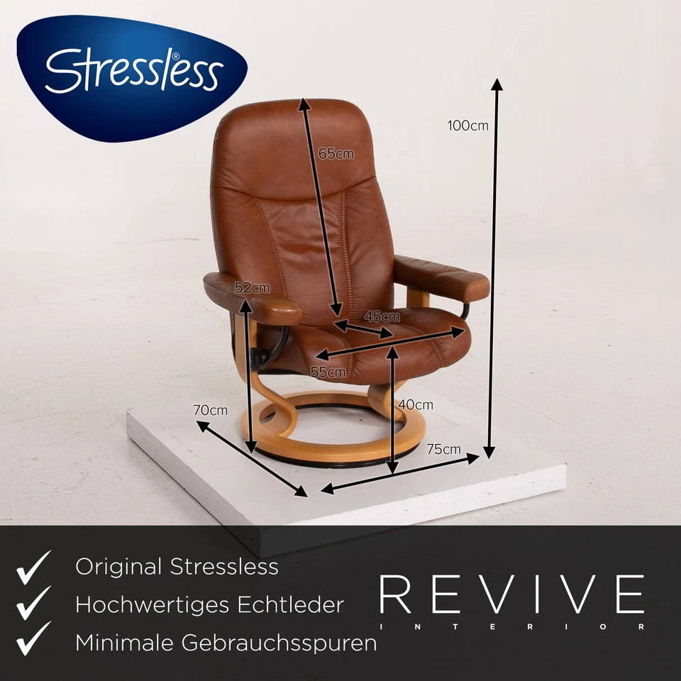 Stressless Consul Leder Sessel Cognac inkl. Hocker Relaxfunktion #15279 - Bild 2 von 4