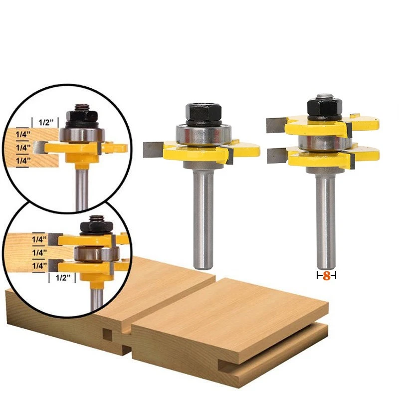 2 pc 8mm Shank high quality Tongue & Groove Joint Assembly Router Bit Set 3/4" S - Image 4 of 4
