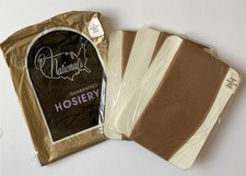 3 Pr Vintage Nationals Nylon Support Stockings Neutral Beige Sz C