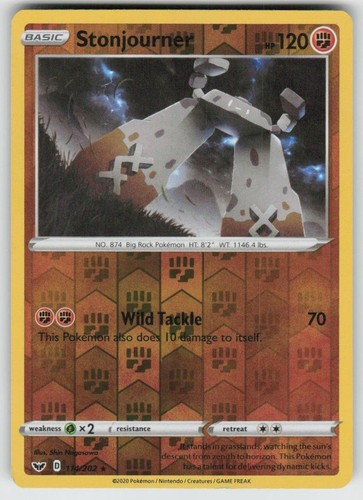 PO-04 Reverse Holo Stonjourner 114/202 Rare SWSH01: Sword & Shield Base Set NM