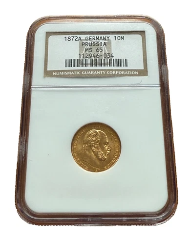 Germany Prussia 1872 A Gold 10 Mark NGC MS65