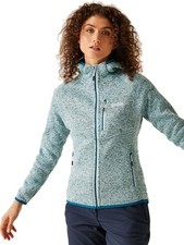 Image of Regatta Newhill Womens 8 - 10 Hooded Full Zip Fleece Sea Haze/Blue-Green RRP £65