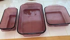 EUC SET-3 VTG Pyrex 233 222 213 Amethyst Purple Cranberry Casserole-Loaf-Baking