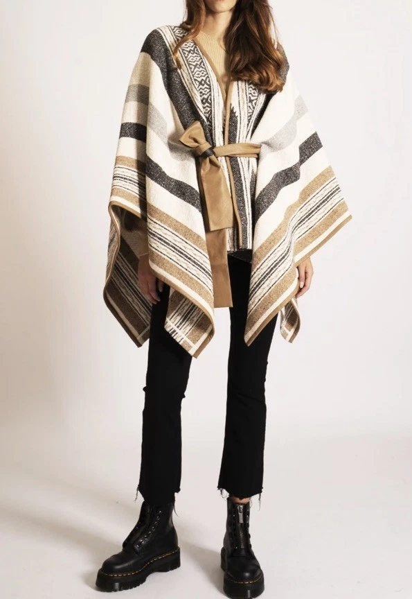 BEAUTIFUL TWINSET MILANO WOOL BLEND PONCHO CAPE JACKET OSFA 8-16 RRP £250 BNWOT