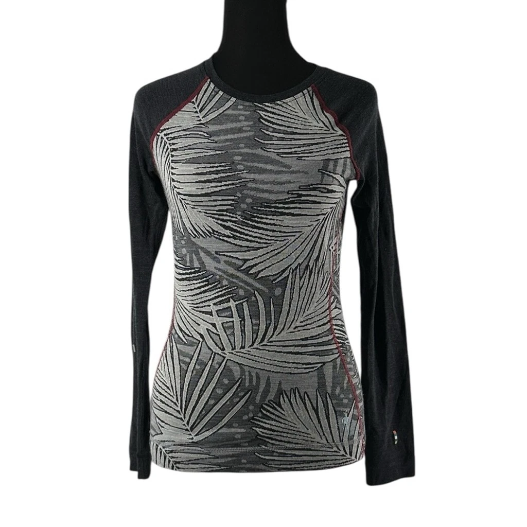 Smartwool Merino Top 250 Base Layer palm Pattern Crew ski snowboard mountain xs