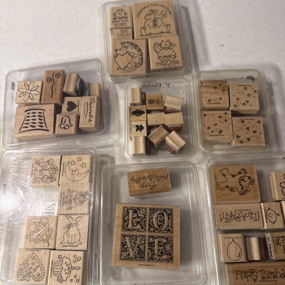 Grande lote de carimbos de madeira e borracha para tinta - Imagem 4 de 4