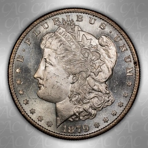 1879-S CACG MS64 Morgan Dollar, Frosty Cameo, Near Gem, Looks Full PL, CAC, PQ!