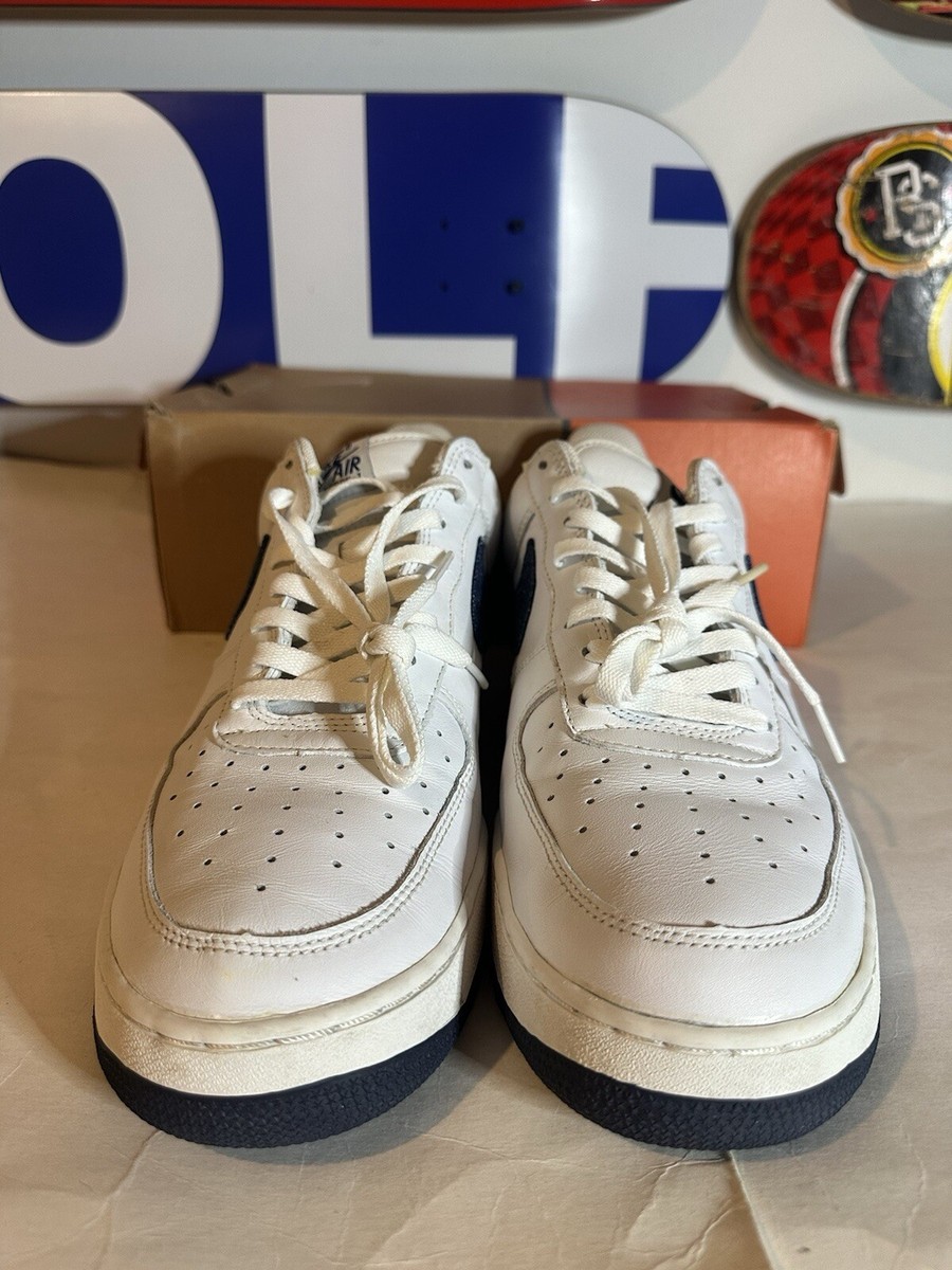 2002 Nike Air Force 1 Low White Midnight Navy Denim Swoosh 624040