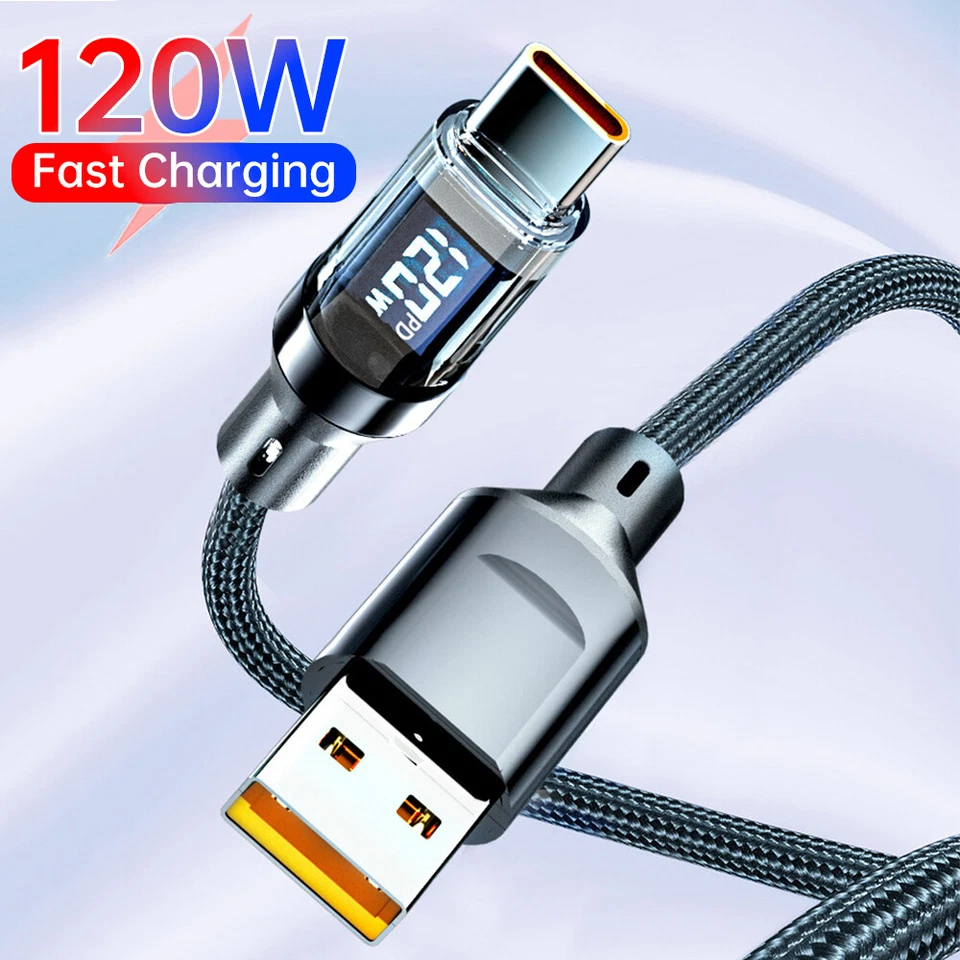 Cable de carga súper rápida USB cargador tipo C cable de datos con indicador de potencia LED 2M - Imagen 2 de 4