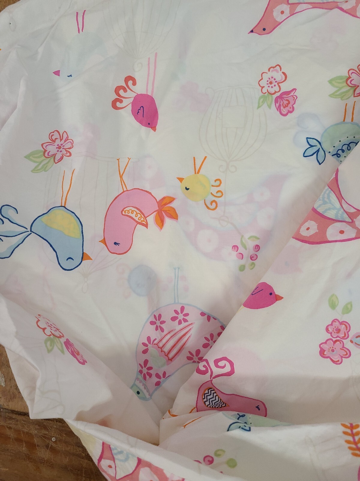 Pottery Barn Kids "Yellow Birdcages" Reversible Twin Duvet