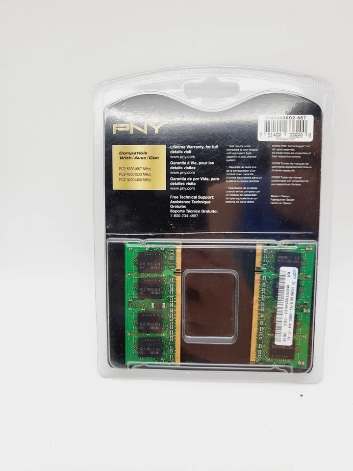 Kit PNY 2 GB (1 GB cada uno) DDR2 PC2-5300 Optima Kit de memoria de doble canal (NUEVO) Foto 4 de 4