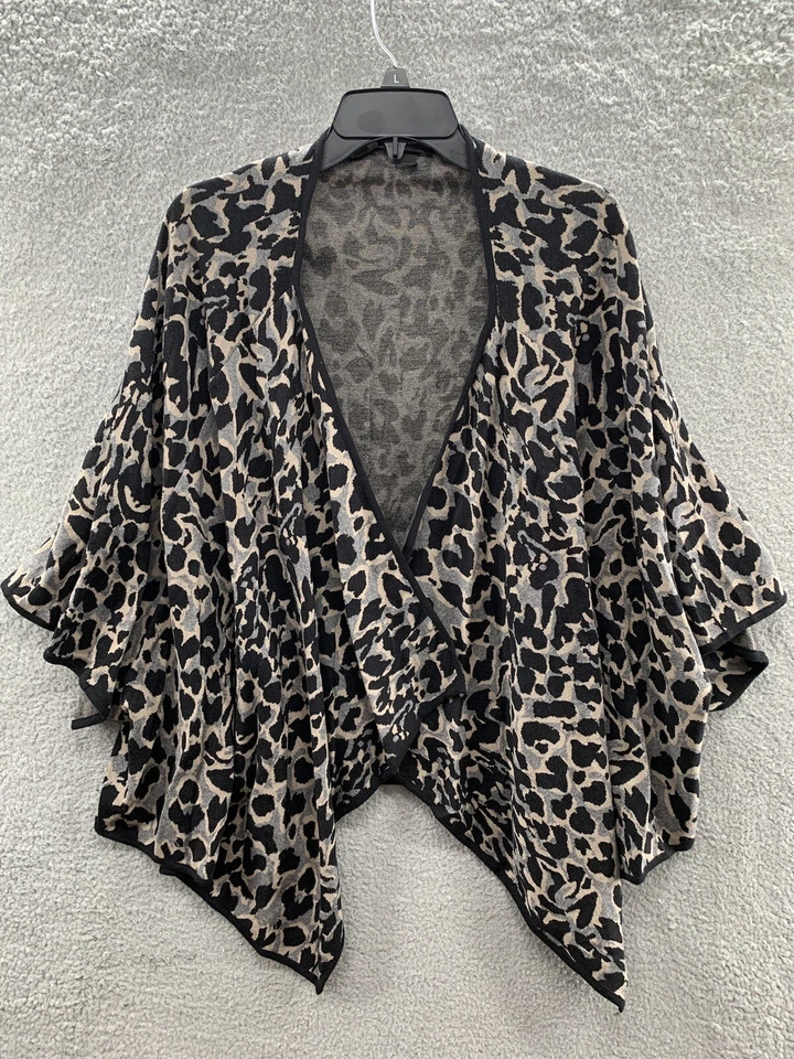 Alfani Women's Cape Poncho Open Front Cardigan Leopard Print 100% Cotton Size L - Image 2 of 4