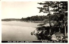 Black River Falls WI Head End Lake Arbutus RPPC Real Photo Postcard Posted 1946