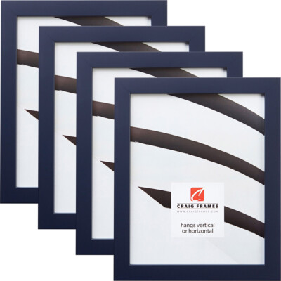 Craig Frames Confetti, .75 Inch Wide Modern Navy Blue Picture Frame 4-Pack