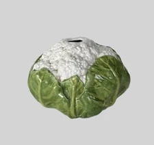 Fitz and floyd Mid Century Cauliflower Bud Vase in Green and white