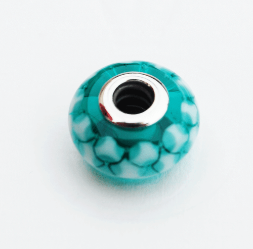 Genuine Pandora Murano Glass Bead "Teal Lattice" Faceted - 791625 - retired - Picture 3 of 3