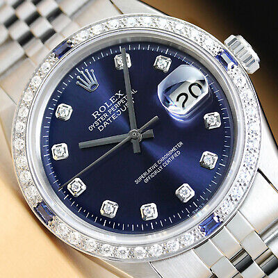 ROLEX MENS DATEJUST 18K WHITE GOLD DIAMOND SAPPHIRE & STEEL ROLEX MENS DATEJUST 18K WHITE GOLD DIAMOND SAPPHIRE & STEEL