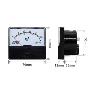 1 Pc. New DH-670 DC Analog Milliammeter AMP Current Meter Gauge DC 0-100mA