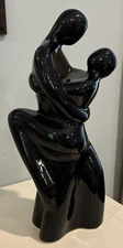 VTG Royal Haeger 308 Black Ceramic Statue Man Woman Couple Embracing Lovers 15"