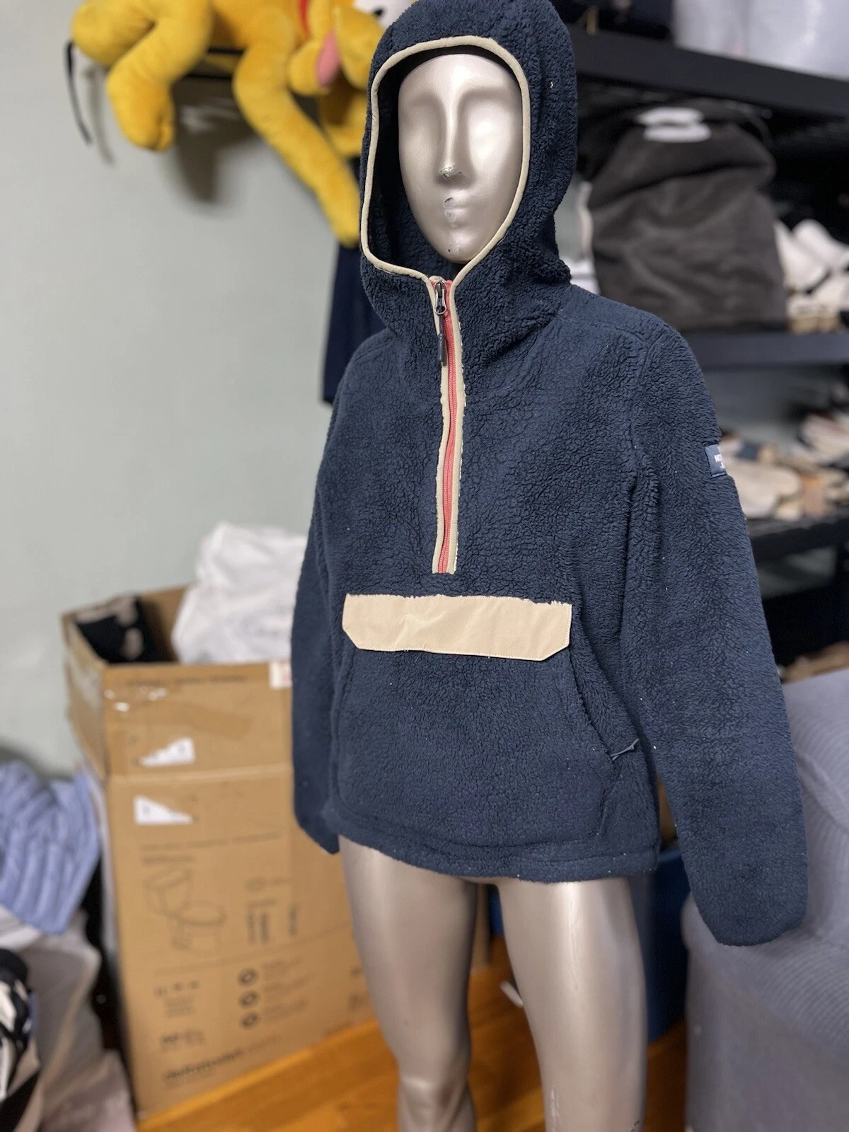 The North Face Half Zip Navy Blue Fuzzy Fleece Pullover Hoodie Women’s Sz Small