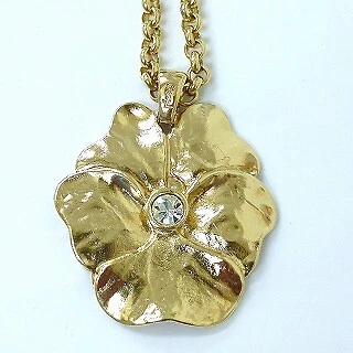 SAINT LAURENT (YSL) Collana Yves Saint Laurent fiore cristallo strass catena oro L71 5 cm