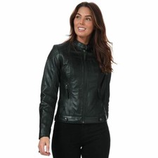 Women's Elle Annette Zipped Pocket Fully Lined Leather Jacket In Black