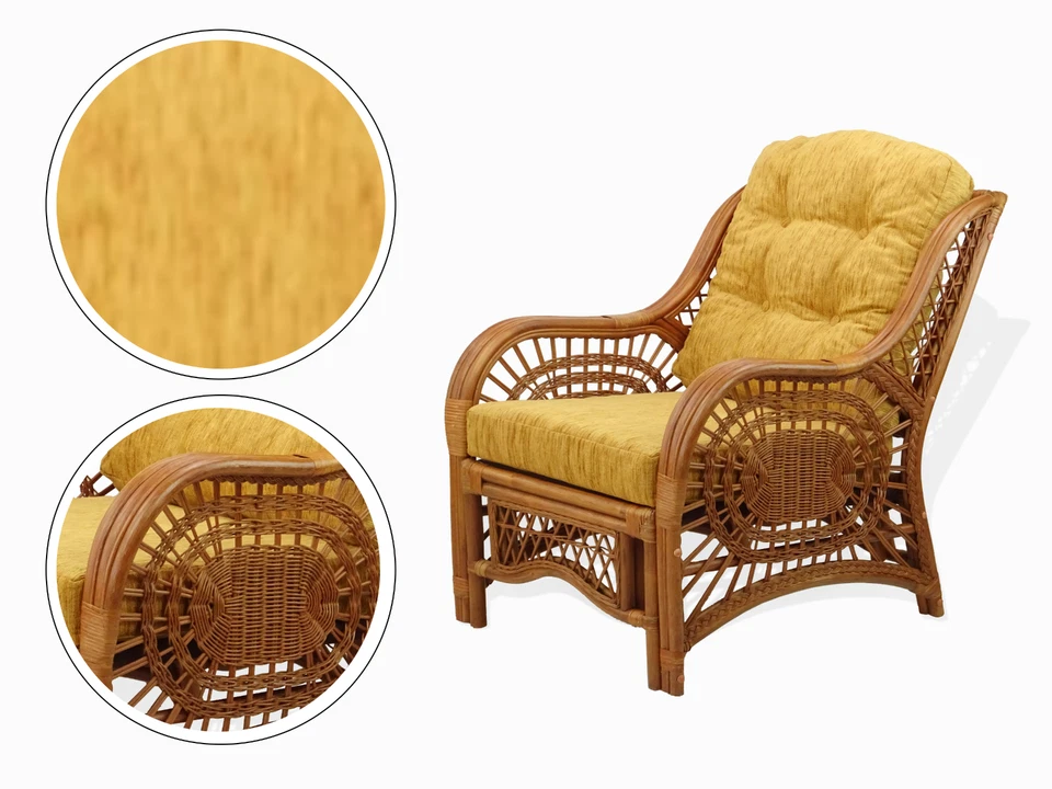 Malibu藤条生活套装2把椅子双人沙发咖啡桌殖民地带靠垫 — 第 4/4 张图片