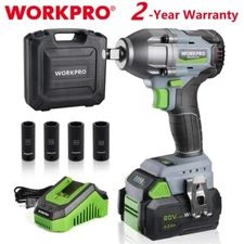 WORKPRO 1/2 Cordless Impact Wrench 20V Brushless Impact Gun 370 Ft-Lbs (500N.M)
