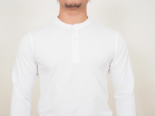 Mens Long Sleeve Cotton T-Shirt Regular Fit Crew Neck or Henley Top Lounge Work - Picture 52 of 72