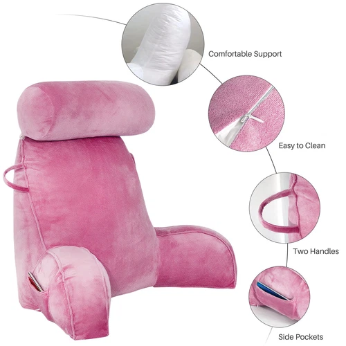 Armrest Reading Pillow Back Against TV Bed Rest Memory Foam With Arm Support US - Picture 8 of 9