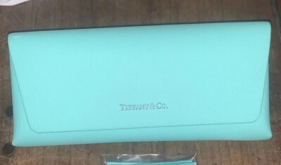 Tiffany & Co Blue leather Sunglasses Case W/ Logo Lined 6.25  display picture 1