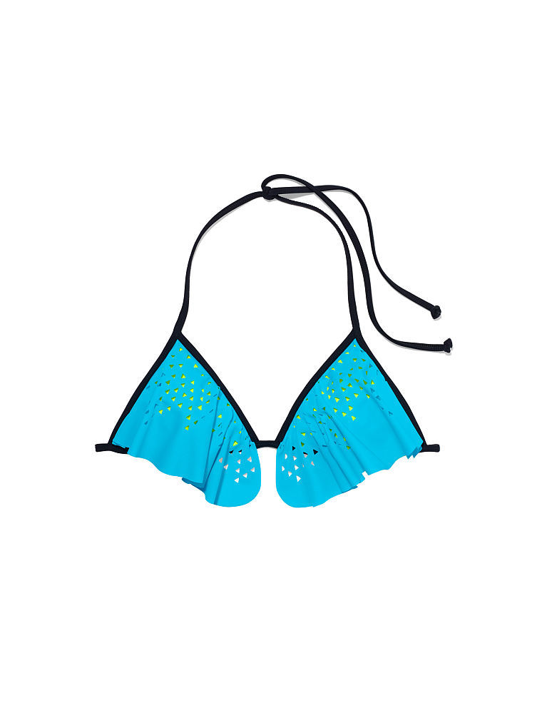 Victoria's Secret Pink Swimwear Bikini Top Flounce Triangle Aqua