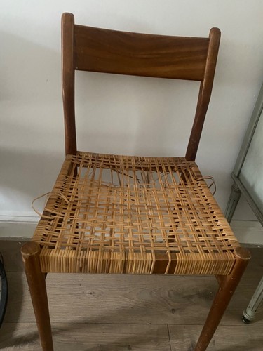 Vintage Mid Century Rush Seat Bergere Chair Reading Dining MCM Scandi Danish - Picture 2 of 6