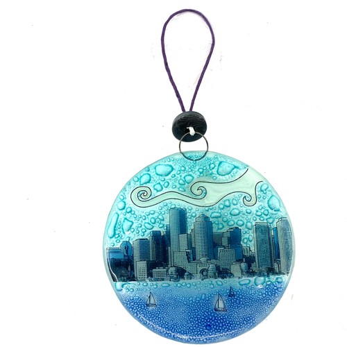 Boston Skyline Decorazione Albero di Natale - Art Glass Light Catcher - Foto 4 di 5