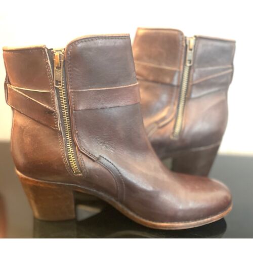 Vintage USA FRYE Women's Brown Leather Biker Boots Size 10B Preowned - Picture 5 of 13