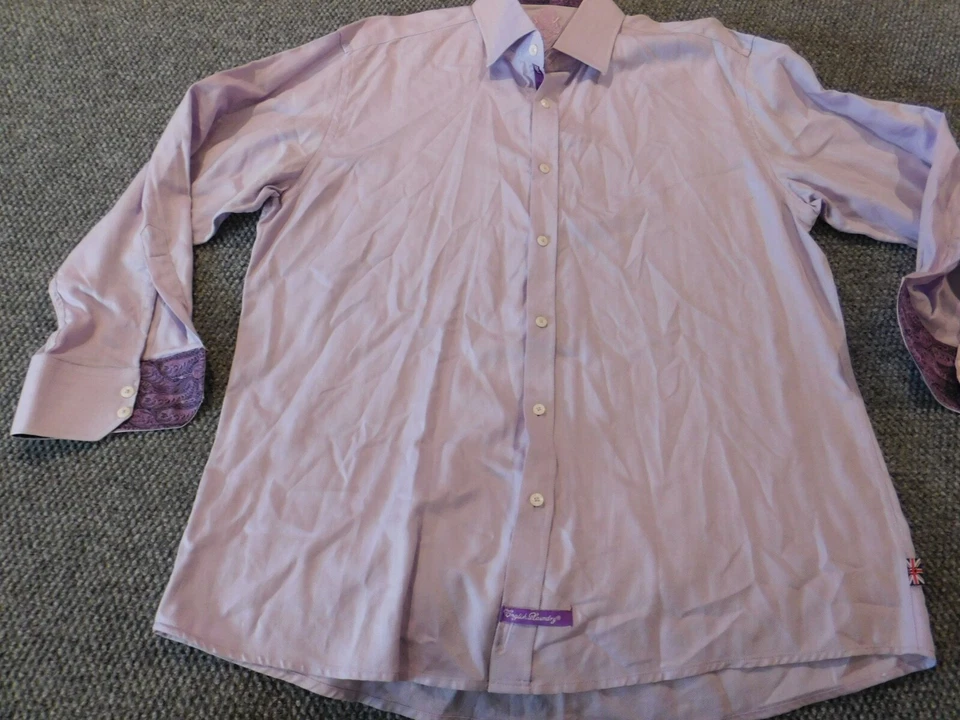 English Laundry Mens shirt 17 purple fitted button up casual - Image 2 of 4