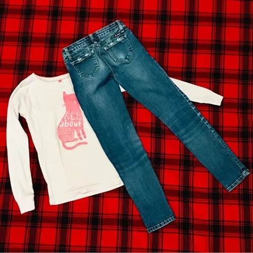 Rosa Katze Top Shirt Jeans Outfit Set Mädchen 10 12 - Kätzchen Haustiere Tiere - Schule - Bild 6 von 7