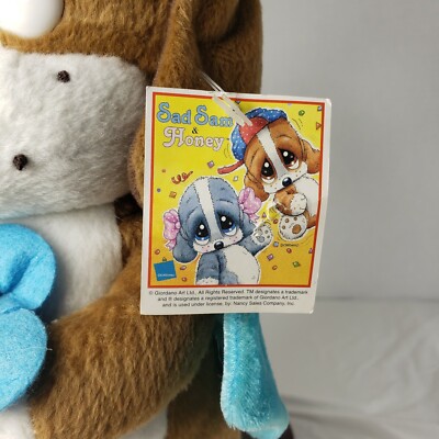NANCO SAD SAM HONEY PLUSH STUFFED TOY ANIMAL ANGEL FLOWER SAD EYES