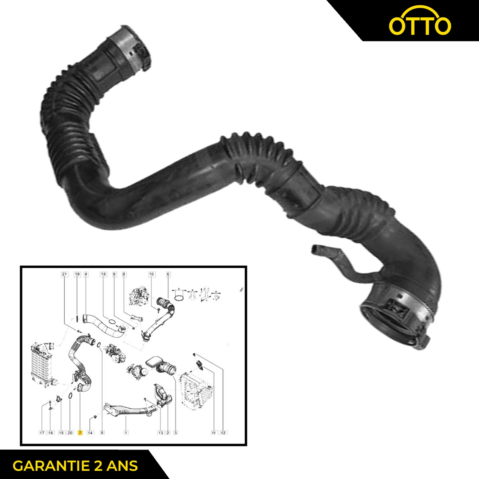 Durite admission air turbo Renault Kadjar 1.6 dCi rechange intercooler 144604EB1B
