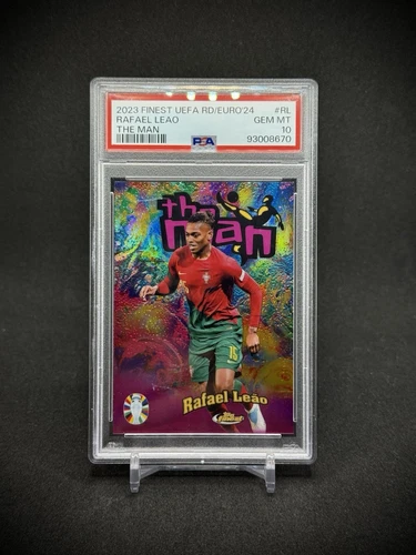 Rafael Leao 2023 Topps Finest UEFA EURO The Man Refractor Case HIT PSA 10