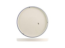 6 piatti tondi Rye in porcellana bianca con bordo blu cm 16.