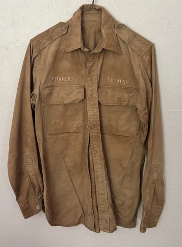 Vintage 1948 Inchon Korea Military Tour Shirt Hand, Embroidered Dragon