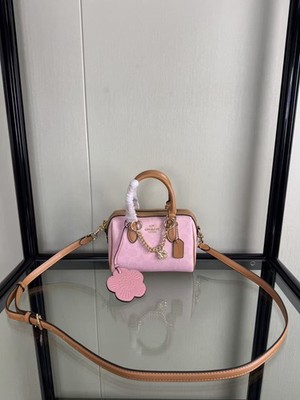 COACH CEK79 Mini Rowan Crossbody Bag In Signature With Charms in Powder Pink