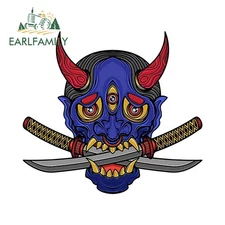 EARLFAMILY Samurai Mask Car Sticker DIY Tumbler Helmet Camper Waterproof Decal